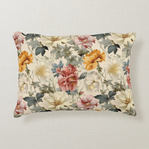 Classic luxury dusty floral garden Watercolor art Decorative Cushion