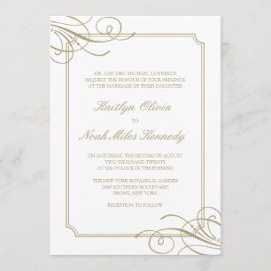 Classic Luxury Gold Elements & Frame Wedding Invitation