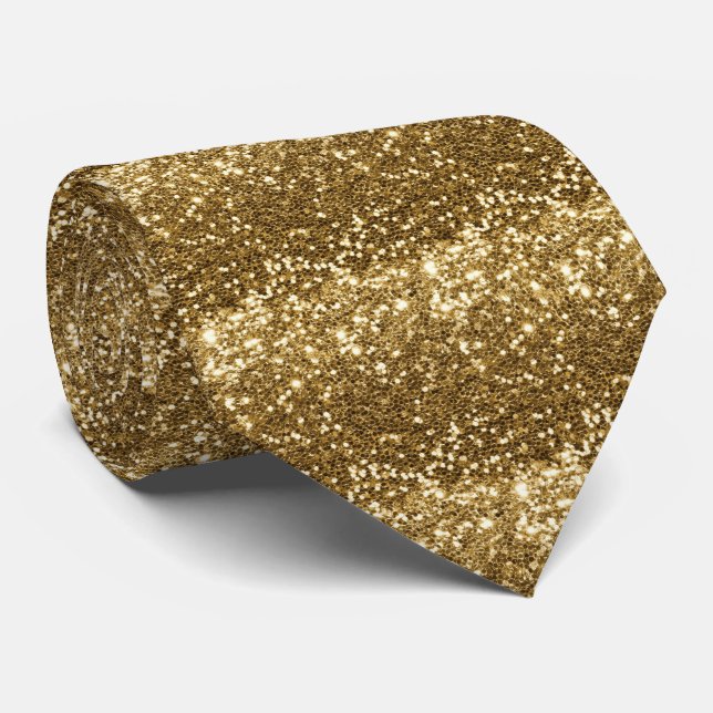 Classic Luxury Sparkly Gold Glitter layered  Tie (Rolled)