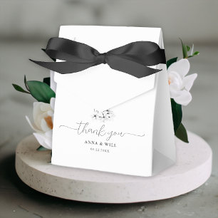 Classic Magnolia Black White Art Elegant Wedding Favour Box