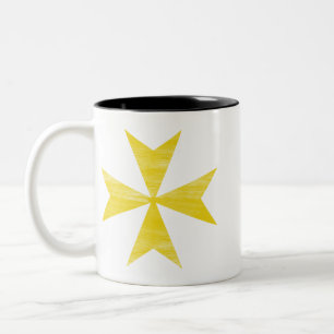 Classic Maltese Cross Heraldic Emblem Two-Tone Coffee Mug