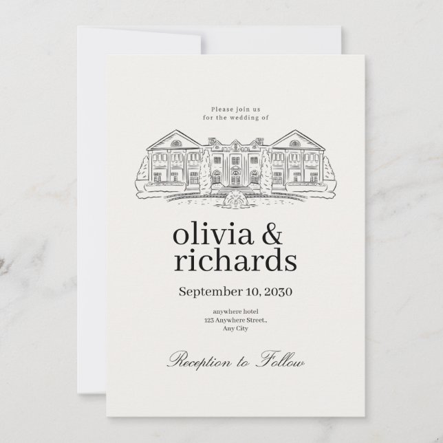 Classic Mansion Wedding Invitation (Front)