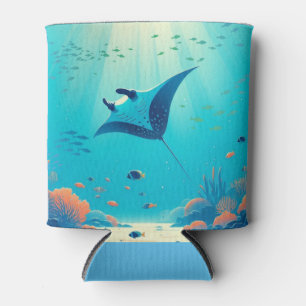 Classic, manta ray coastal art can cooler