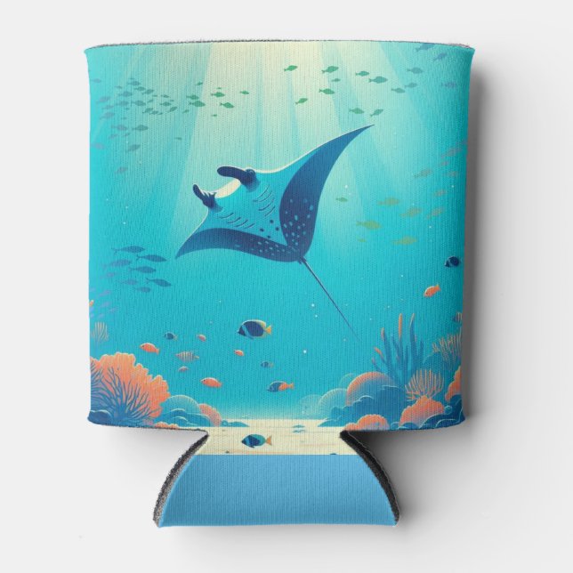 Classic, manta ray coastal art can cooler (Front)