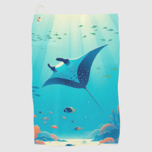 Classic, manta ray coastal art golf towel