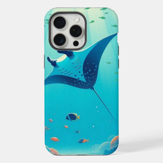 Classic, manta ray coastal art iPhone case (Back)