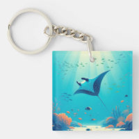 Classic, manta ray coastal art