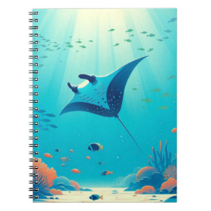 Classic, manta ray coastal art notebook