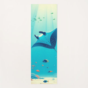 Classic, manta ray coastal art yoga mat
