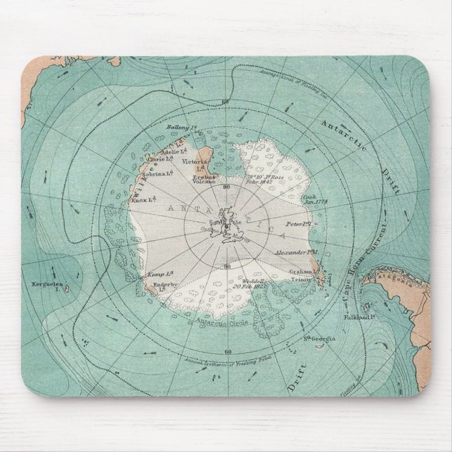 Classic map of Antarctica Mouse Pad (Front)