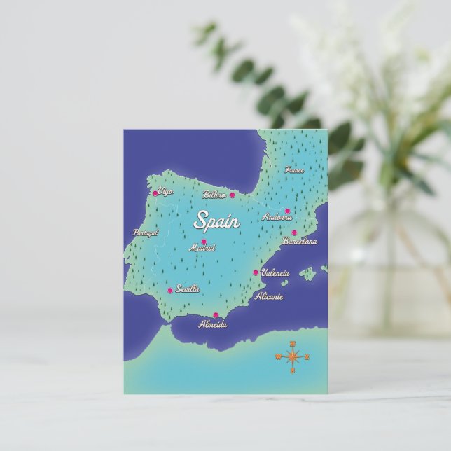 Classic Map Of Spain (Standing Front)