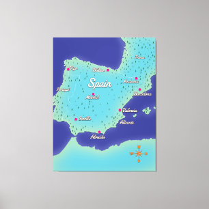 Classic Map Of Spain Canvas Print