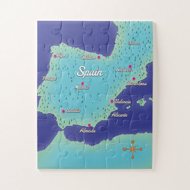 Classic Map Of Spain Jigsaw Puzzle (Vertical)