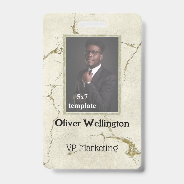 Classic Marble Convention Employee ID Tag Badge (Front)
