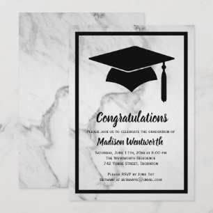 Classic Marble Graduation Invitation - black