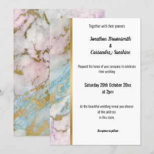 CLASSIC MARBLE PASTEL GOLD TRIM INVITATION