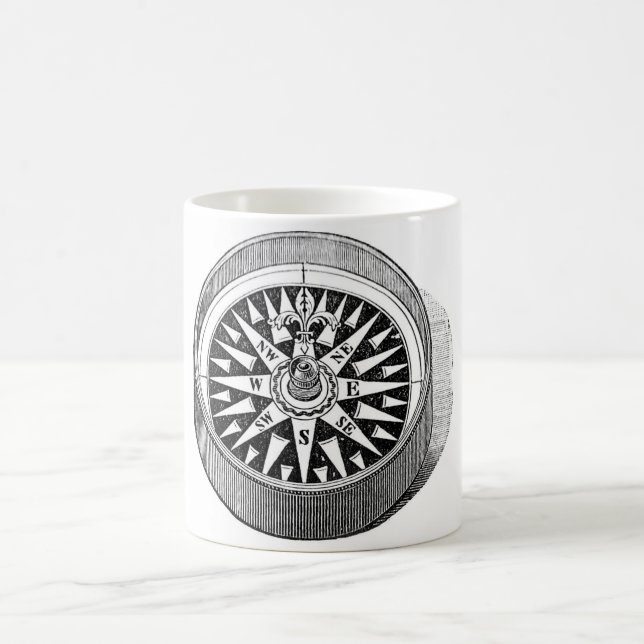 Classic Marine Etching - Compass Coffee Mug (Center)