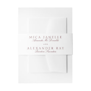 Classic Maroon Burgundy Calligraphy Formal Wedding Invitation Belly Band