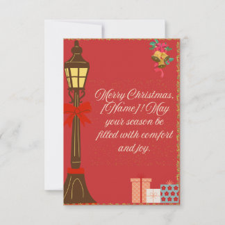 Classic Maroon Christmas Card – Cream Script Holid