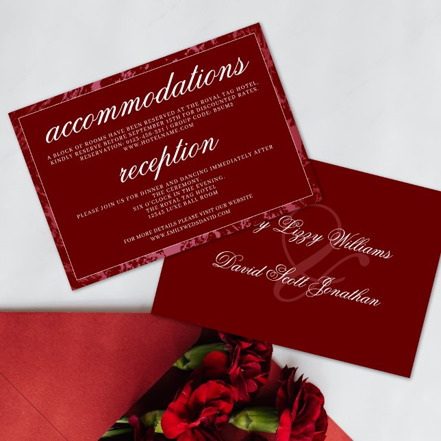 Classic Maroon Elegant Wedding   Enclosure Card (Creator Uploaded)