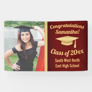 Classic Maroon Gold Custom Photo Graduation Sign