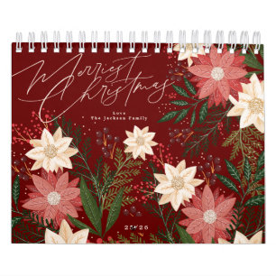 Classic Maroon Merry Christmas Calendar