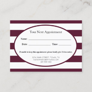 Classic Maroon Stripes Business Appointment Card