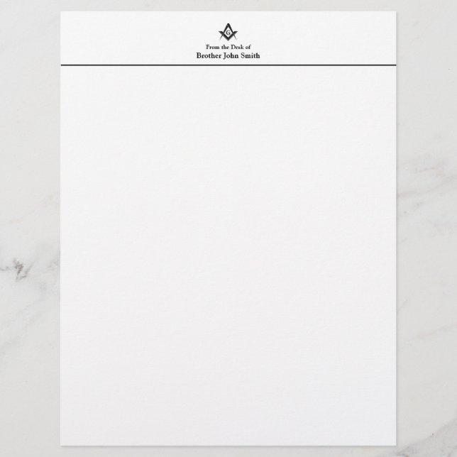 Classic Masonic Personal Letterhead (Front)