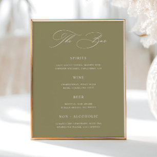 Classic Matcha Green Wedding Bar Menu Poster
