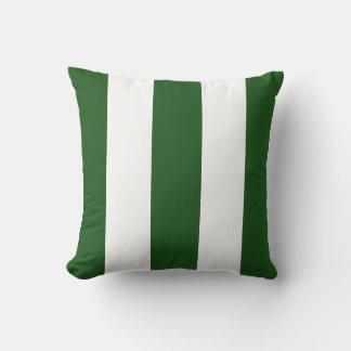 Classic medium green white 5 vertical strips cushion
