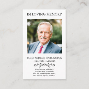 Classic Memorial Photo Funeral Card