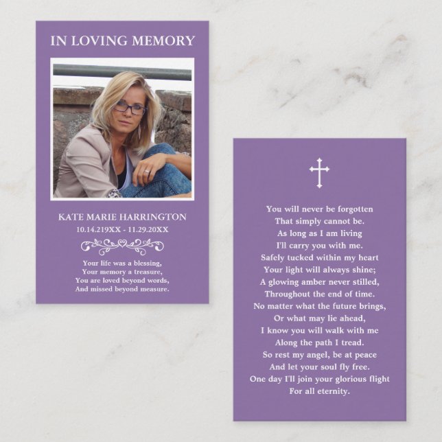 Classic Memorial Photo Funeral Card (Front/Back)
