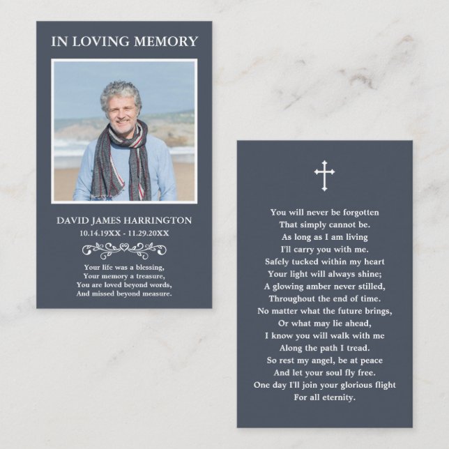Classic Memorial Photo Funeral Card (Front/Back)