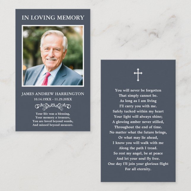 Classic Memorial Photo Funeral Card (Front/Back)