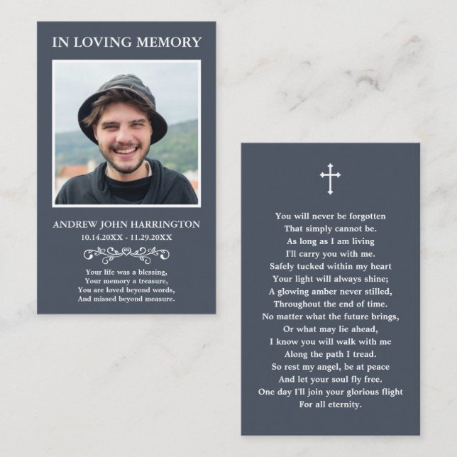 Classic Memorial Photo Funeral Card (Front/Back)
