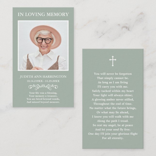 Classic Memorial Photo Funeral Card (Front/Back)