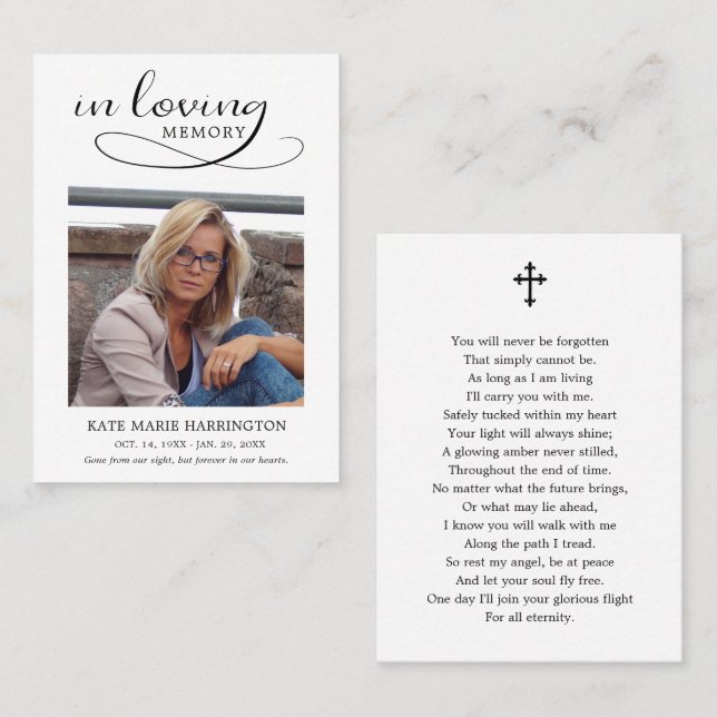 Classic Memorial Photo Funeral Card (Front/Back)