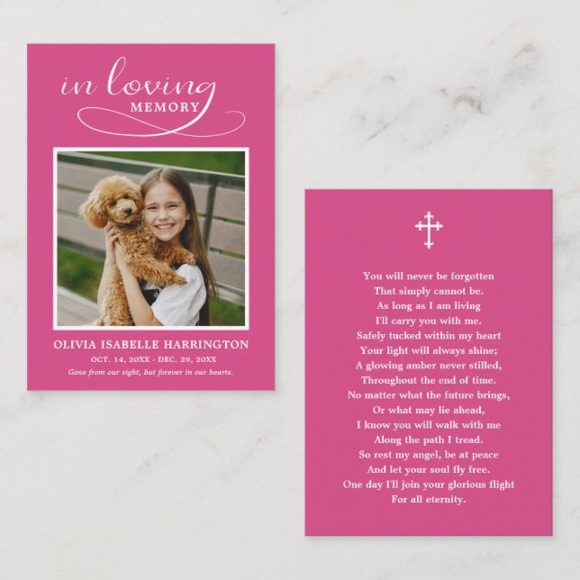 Classic Memorial Photo Funeral Card (Front/Back)
