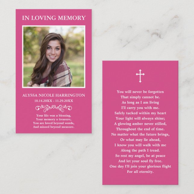Classic Memorial Photo Funeral Card (Front/Back)
