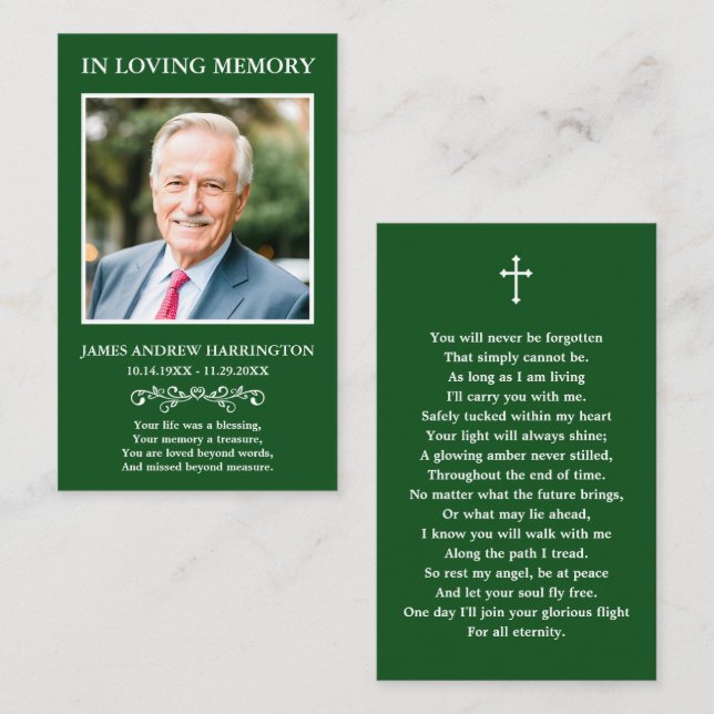 Classic Memorial Photo Funeral Card (Front/Back)