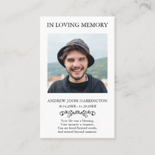Classic Memorial Photo Funeral Card