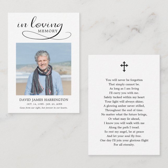 Classic Memorial Photo Funeral Card (Front/Back)