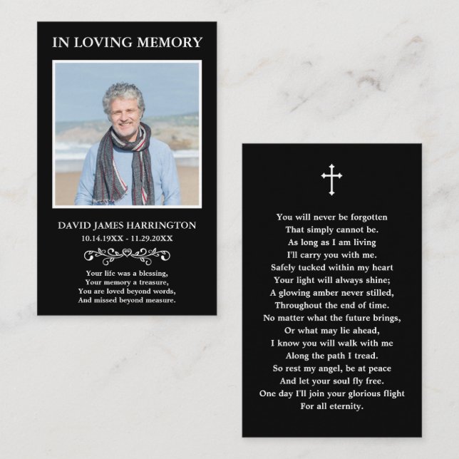 Classic Memorial Photo Funeral Card (Front/Back)