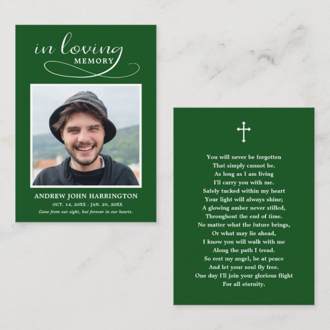 Classic Memorial Photo Funeral Card (Front/Back)