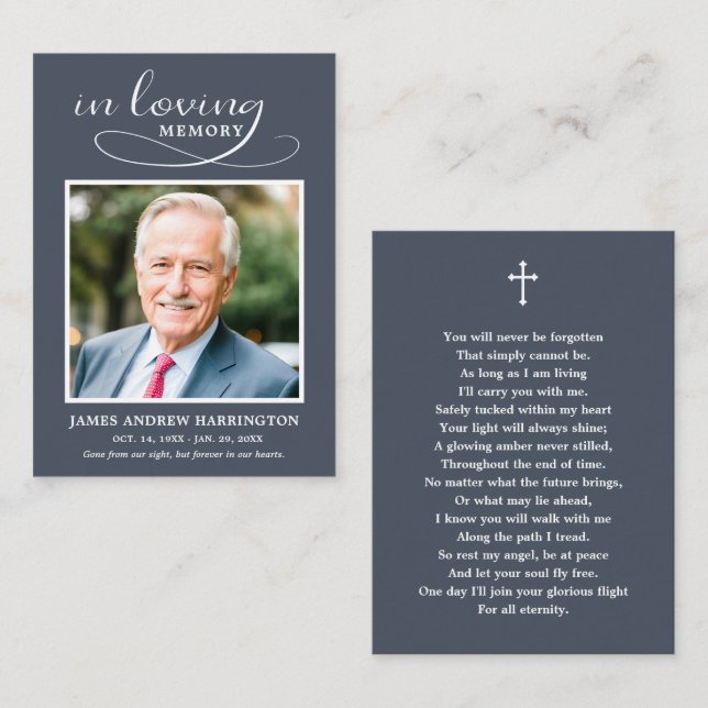 Classic Memorial Photo Funeral Card (Front/Back)