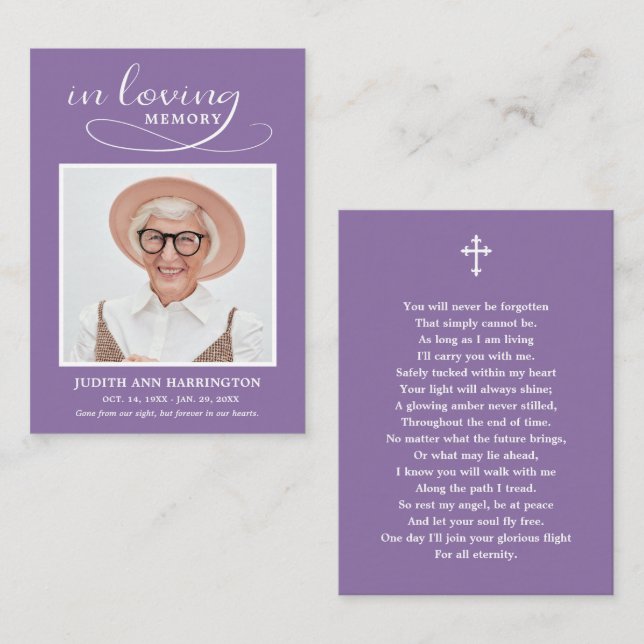 Classic Memorial Photo Funeral Card (Front/Back)