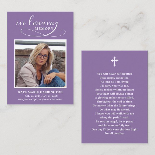 Classic Memorial Photo Funeral Card (Front/Back)