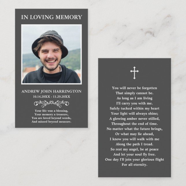 Classic Memorial Photo Funeral Card (Front/Back)
