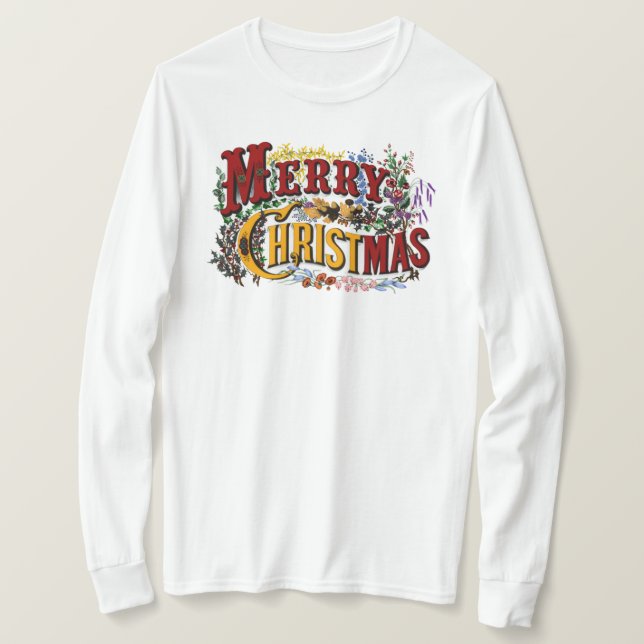 Classic "Merry Christmas" Colourful T-Shirt (Design Front)