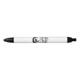 Classic Merry Christmas Deer and Tree Design Art Black Ink Pen
